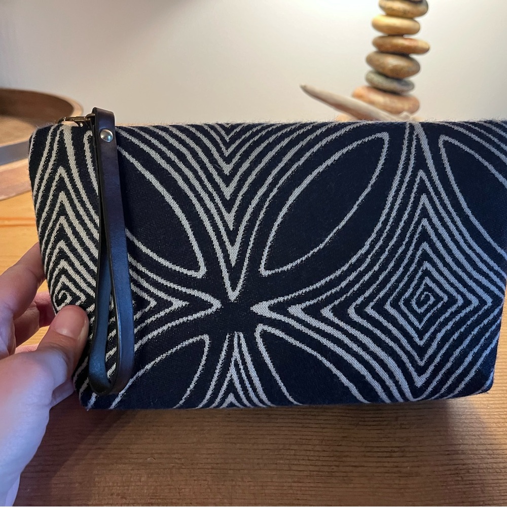 Navy and White Patterned Clutch